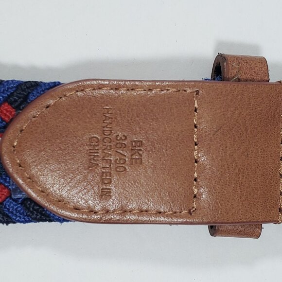 Tommy Hilfiger Belt Blue Men's Medium 36/90 Preppy Woven Fabric Web - Picture 4 of 6